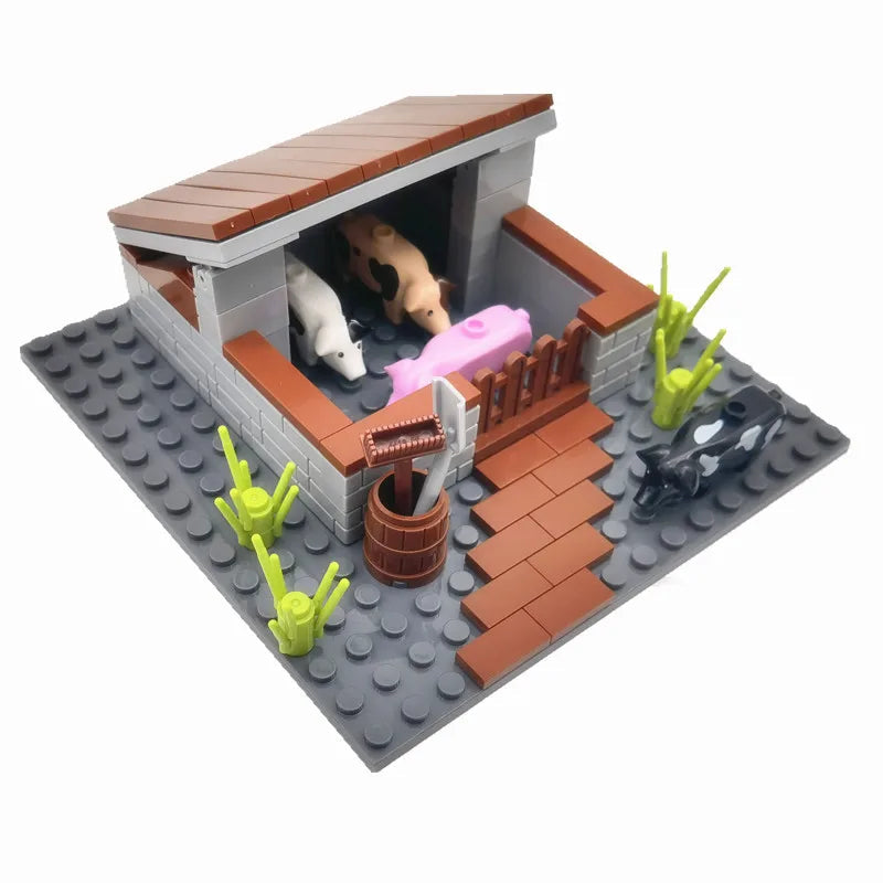 Creative City Farm Building Blocks Set with Animals: Pigpen, Doghouse, Henhouse Toys for Kids Atypical Journey Store