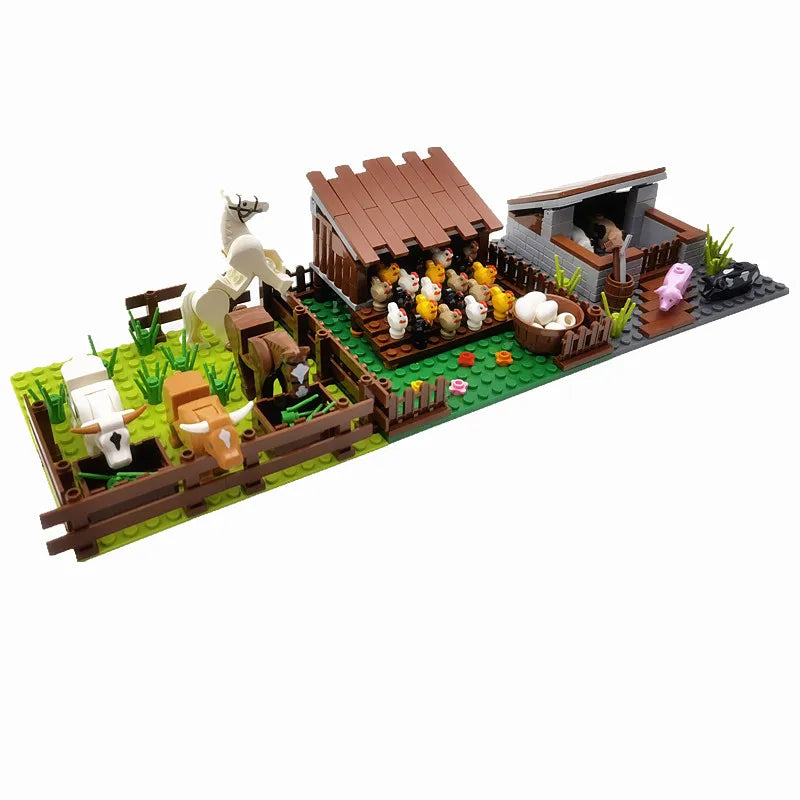 Creative City Farm Building Blocks Set with Animals: Pigpen, Doghouse, Henhouse Toys for Kids Atypical Journey Store