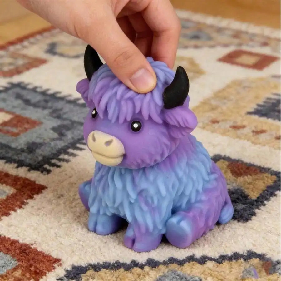 Popular New Products Scottish Highland Cow Stress Relief Toy Slow Bounce Sensory Soft Toy Cheese Squeezing Stress Relief Gift Atypical Journey Store