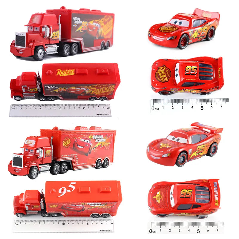 Disney Pixar Cars 3 Lightning McQueen, Jackson Storm, Cruz Ramirez, Hudson Mack Truck & Chick Hicks Toy Set Atypical Journey Store
