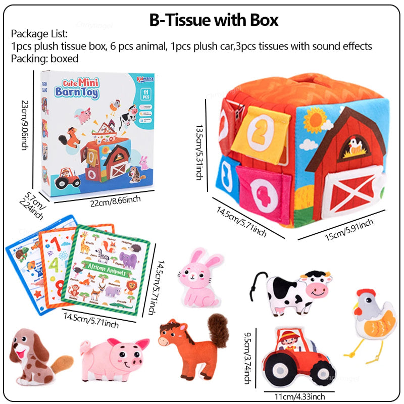 Montessori Plush Barn Sensory Toy Set with Farm Animals for Babies Atypical Journey Store