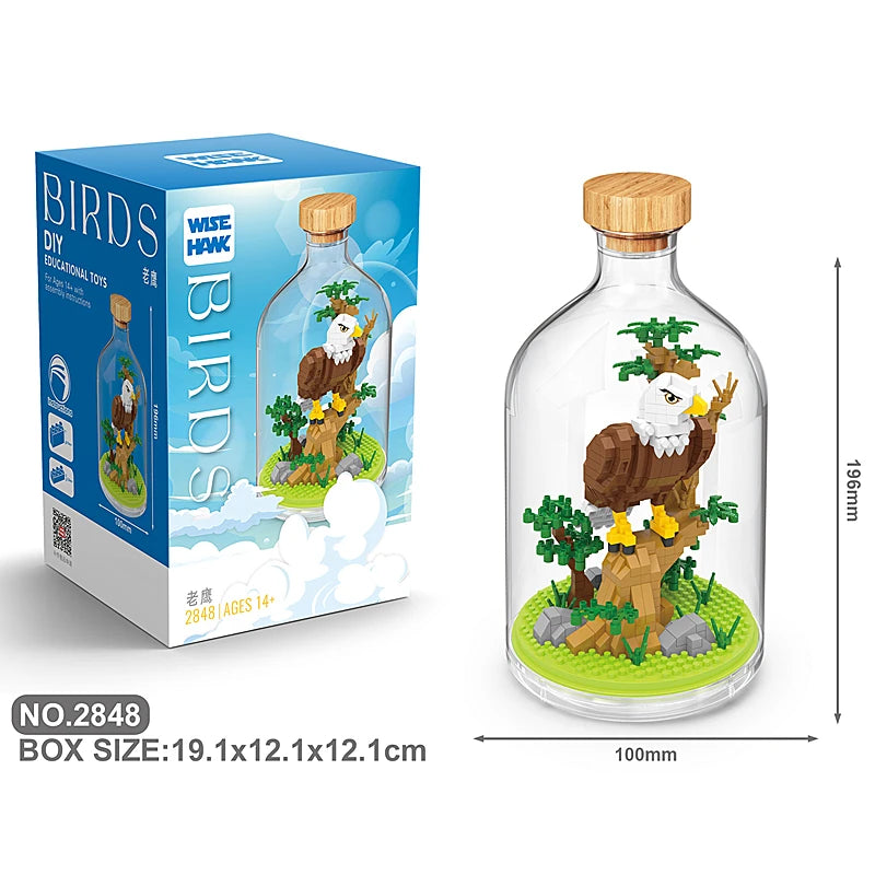 New Product Simulation Animal Series Creative Children's Toys Bottled Building Blocks Flamingo Seahorse Educational Gift Model Atypical Journey Store