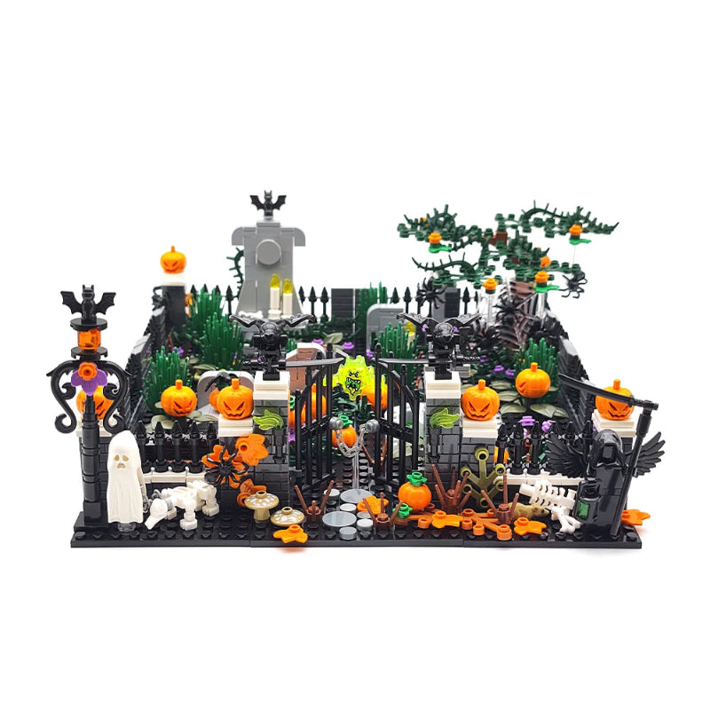 MOC Halloween Haunted House Building Block Toy Set DIY Assembly Horror Cemetery Scene Building Combination Party Decoration Gift Atypical Journey Store