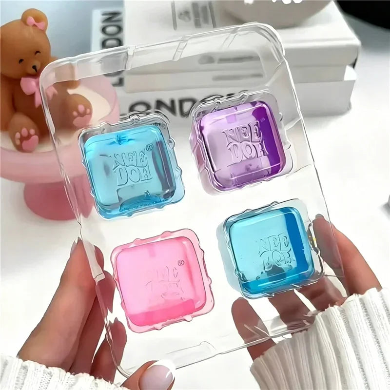 Needoh Nice Berg Giant Sensory Cube Maltose Toy 4 Pack Mini Cube Squeeze Slow Rebound Stress Reliever Sensory Play Atypical Journey Store