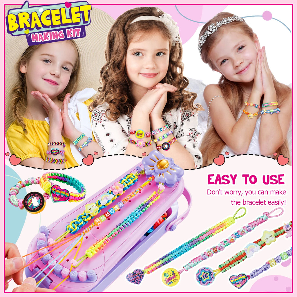 DIY Bracelet Making Kit for Girls - Children's Art And Craft Jewelry Rope Weaving Set Toy Suitable for Ages 6-12 Gift Atypical Journey Store