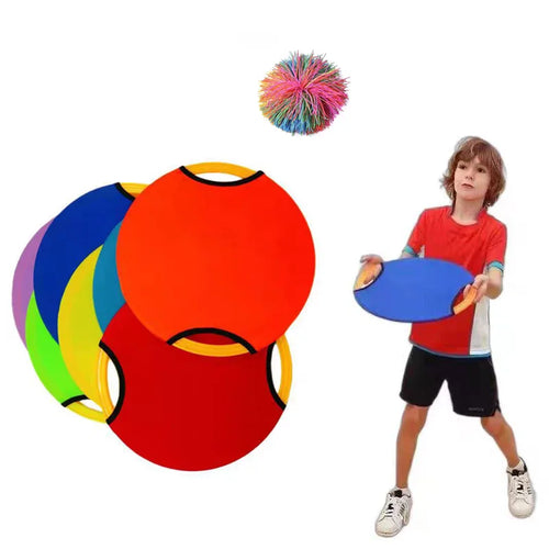 2PCS Outdoor Sports 28CM Flying Disc Trampoline Paddle Ball Game Toss and Catch Parent Child Interactive Sensory Toys Kids Adult Atypical Journey Store