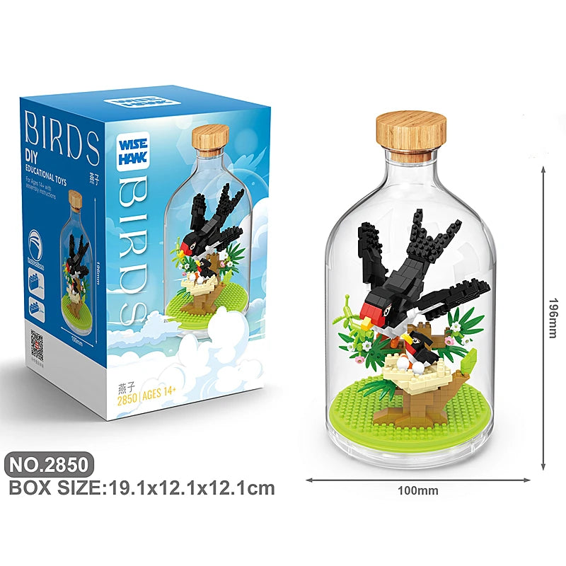 New Product Simulation Animal Series Creative Children's Toys Bottled Building Blocks Flamingo Seahorse Educational Gift Model Atypical Journey Store