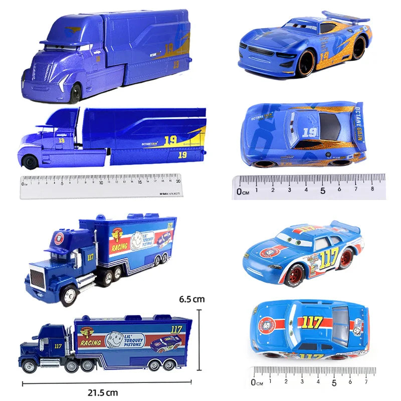 Disney Pixar Cars 3 Lightning McQueen, Jackson Storm, Cruz Ramirez, Hudson Mack Truck & Chick Hicks Toy Set Atypical Journey Store