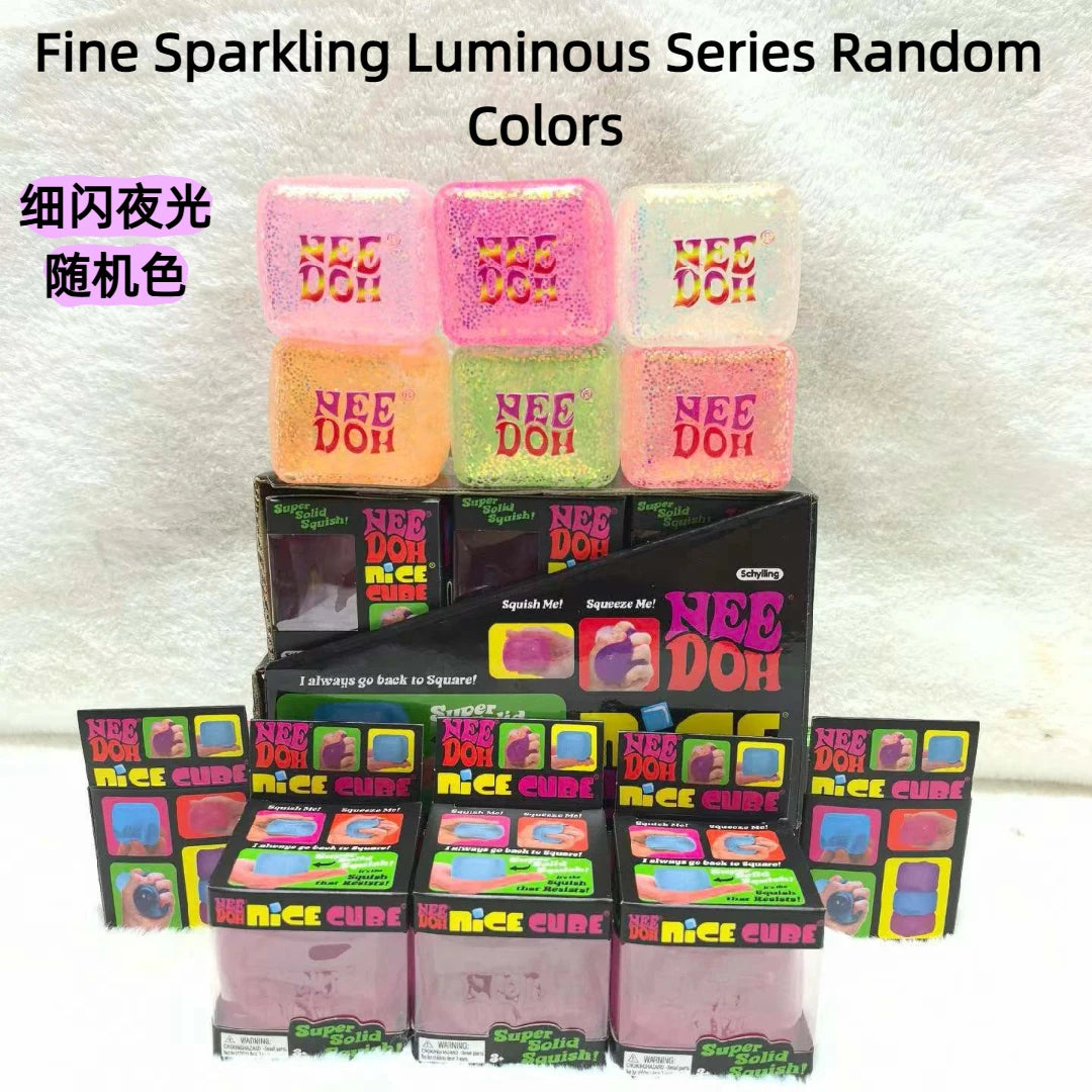 New Schylling Needoh Nice Cube Squishy Stress Toy Glow In The Dark Slow Rebound Sensory Glitter Pressure Relief For Adults gifts Atypical Journey Store