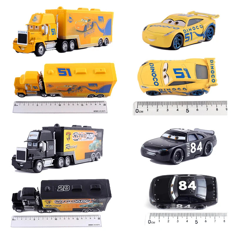 Disney Pixar Cars 3 Lightning McQueen, Jackson Storm, Cruz Ramirez, Hudson Mack Truck & Chick Hicks Toy Set Atypical Journey Store