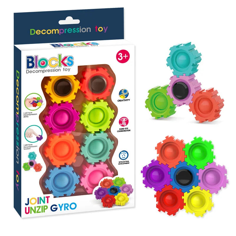 New Design Decompression  Game Push Bubble Pop Building Blocks Smart Fidget Spinner Toys For Kids  Adults Atypical Journey Store