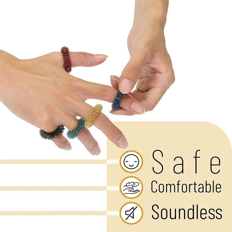 12pcs Acupressure Fidget Rings Set for Stress Relief and Sensory Stimulation - Finger Massager Toys for Teens and Adults Atypical Journey Store