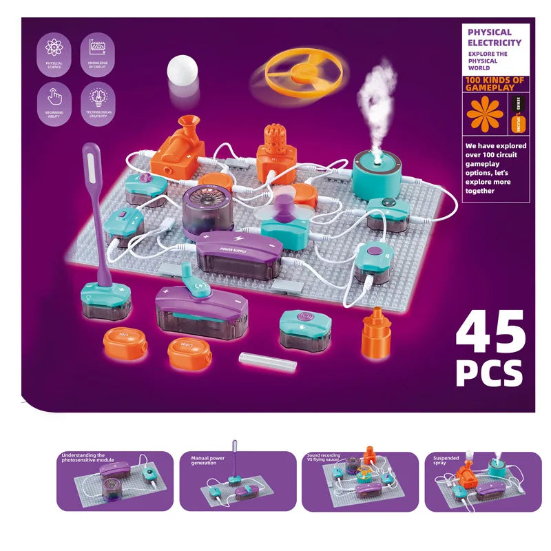 STEM Science Education Electronic Building Blocks Toy Physics Circuit Experiment Set Handmade Science Kit for Kids Atypical Journey Store