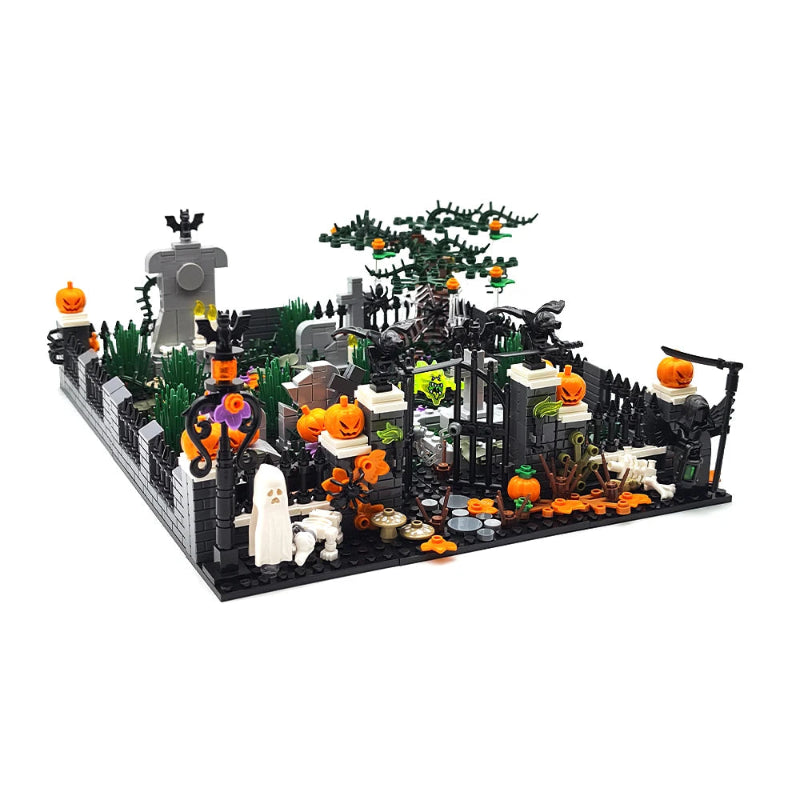 MOC Halloween Haunted House Building Block Toy Set DIY Assembly Horror Cemetery Scene Building Combination Party Decoration Gift Atypical Journey Store