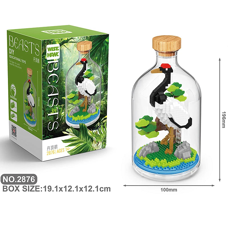 New Product Simulation Animal Series Creative Children's Toys Bottled Building Blocks Flamingo Seahorse Educational Gift Model Atypical Journey Store