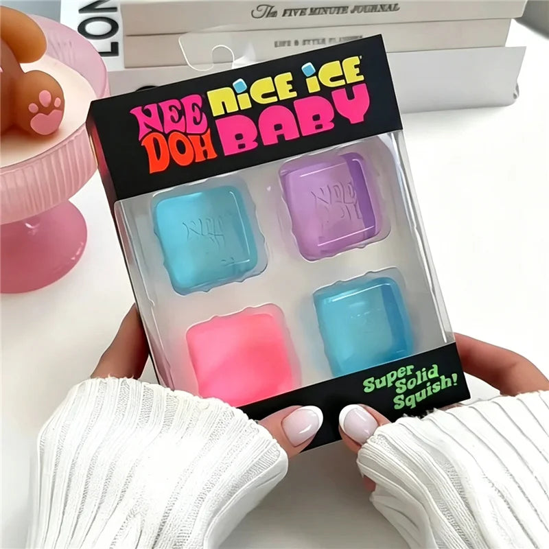 Needoh Nice Berg Giant Sensory Cube Maltose Toy 4 Pack Mini Cube Squeeze Slow Rebound Stress Reliever Sensory Play Atypical Journey Store