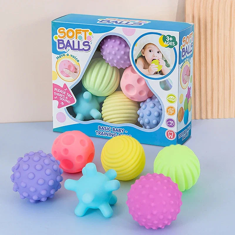 6Pcs Baby Toys Sensory Balls For Children Textured Hand Touch Ball Soft Massage Ball Infant Rattle Senses Toys Educational Bath Atypical Journey Store