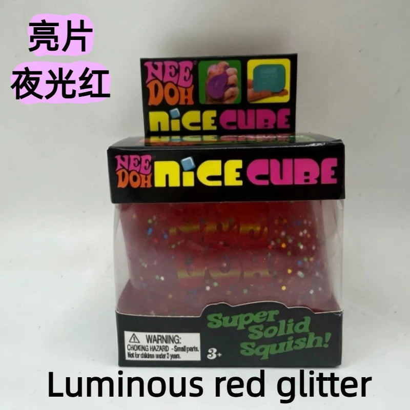 New Schylling Needoh Nice Cube Glow In The Dark Squishy Stress Toy - Slow Rebound Glitter Sensory Relief for Adults Atypical Journey Store