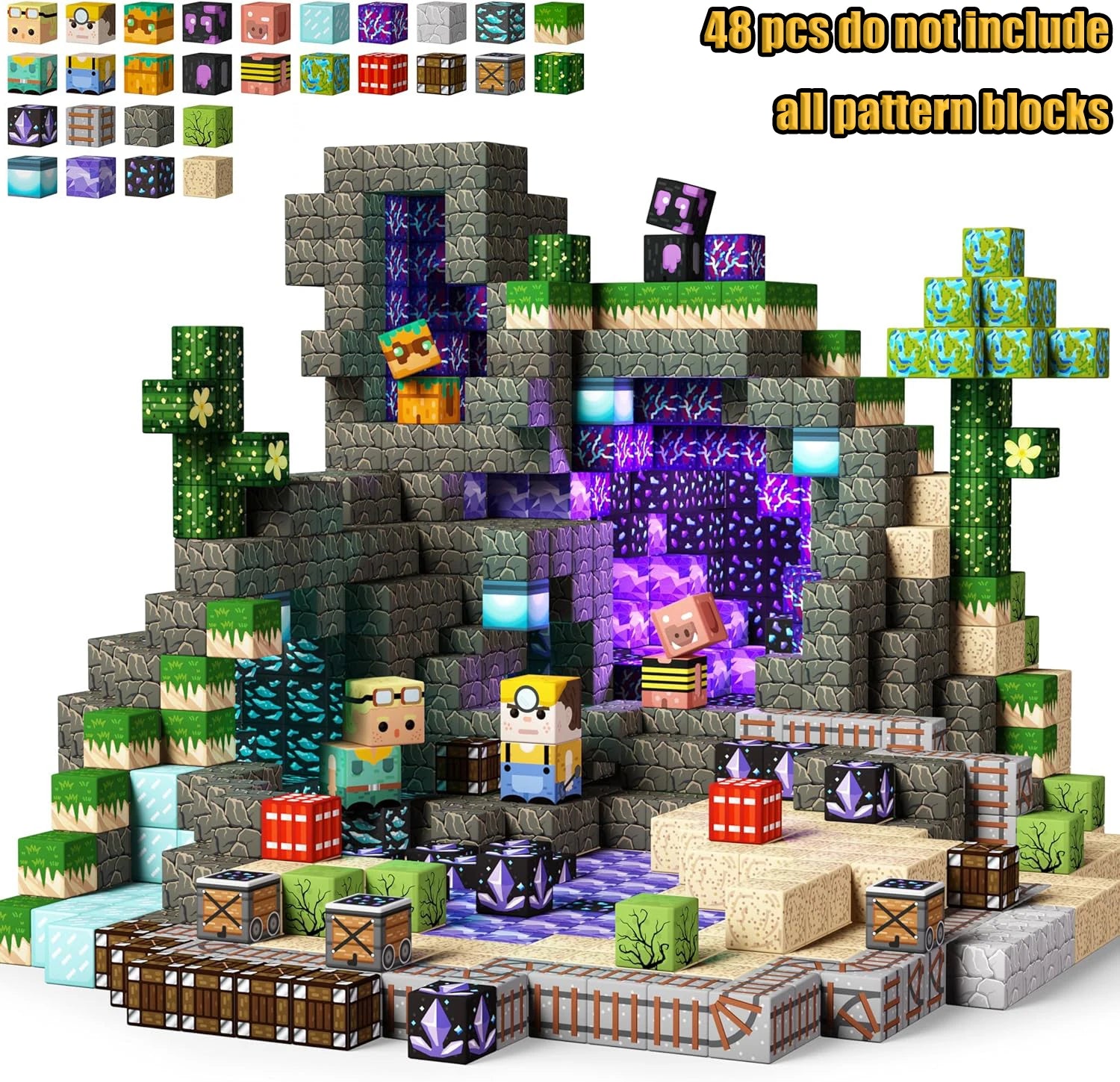 Magnetic Building Blocks Mine World Magnetic Mine Exploration Construction Brick Cube STEM Toy Set Gift for Boy Girl Children Atypical Journey Store