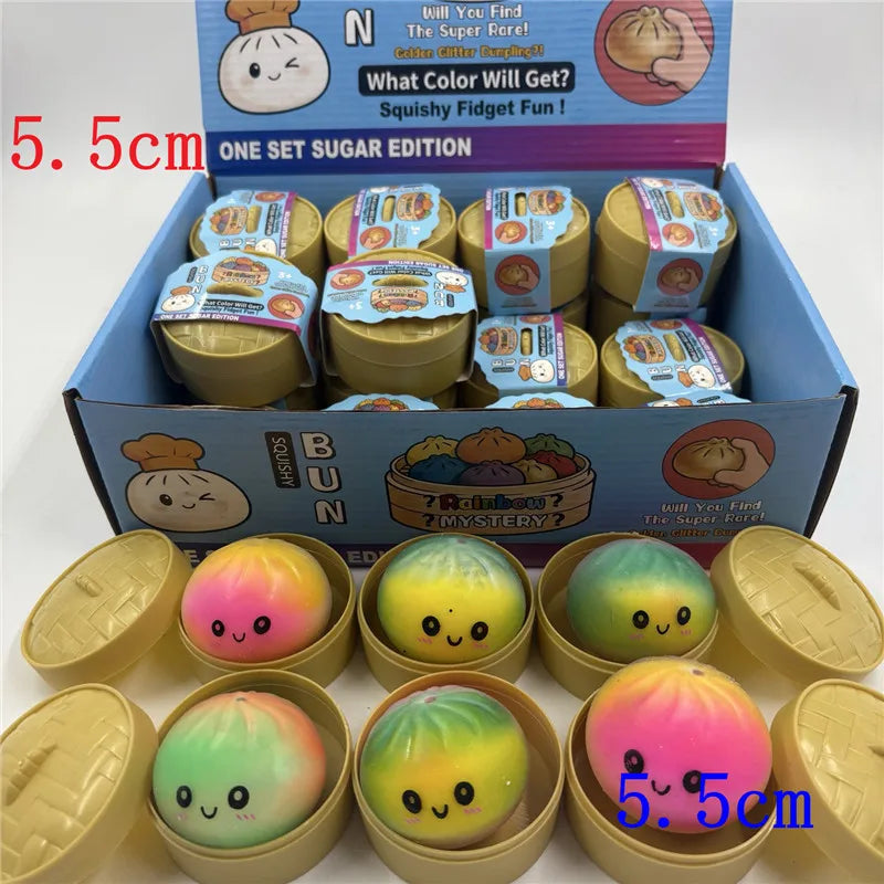 5.5/8.5cm Stress 1-12Pcs Dumpling Squash Toy Dampaline Squishy with Box Dumplings Sensory Squeeze Toy for  Relief Gift Birthday Atypical Journey Store