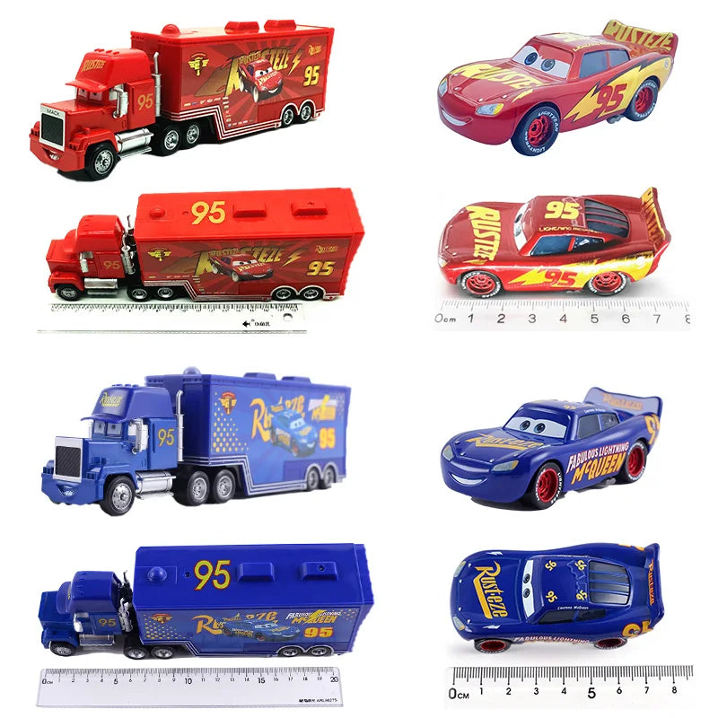 Disney Pixar Cars 3 Lightning McQueen, Jackson Storm, Cruz Ramirez, Hudson Mack Truck & Chick Hicks Toy Set Atypical Journey Store