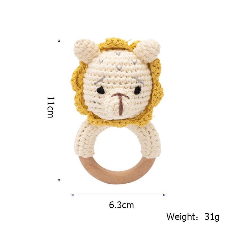 Bopoobo 3PCS/5PCS Crochet Bunny Baby Teether Rattle Animal Beech Wood Teether Pacifier Chain Crochet Rattle For Newborn Baby Atypical Journey Store