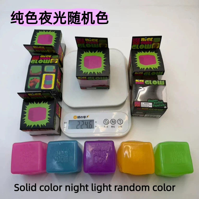 New Schylling Needoh Nice Cube Squishy Stress Toy Glow In The Dark Slow Rebound Sensory Glitter Pressure Relief For Adults gifts Atypical Journey Store