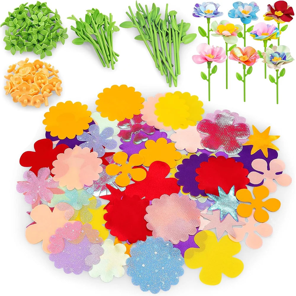 Fabric Flower Bouquets Toys DIY Craft Kits Kids-Flowers Market Toy Build Flower Bouquet Toddler Girl Educational Activity Gifts Atypical Journey Store