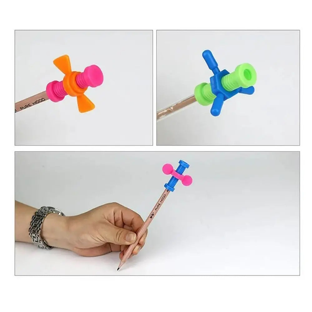 4pcs/set ABS Rotating Screw Colorful Focus Tool Pencil Cases Random Color Anxiety Relief Push Fidget Pencil Toppers Atypical Journey Store
