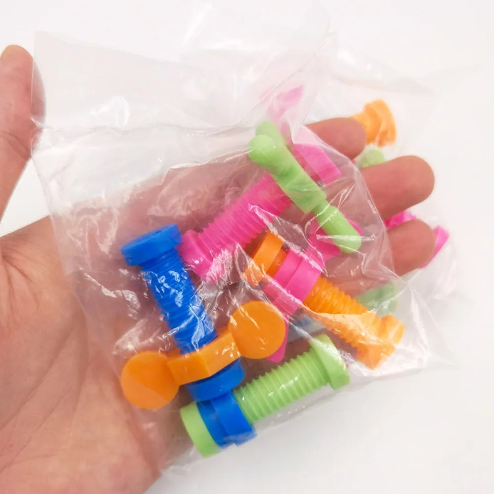 4pcs/set ABS Rotating Screw Colorful Focus Tool Pencil Cases Random Color Anxiety Relief Push Fidget Pencil Toppers Atypical Journey Store