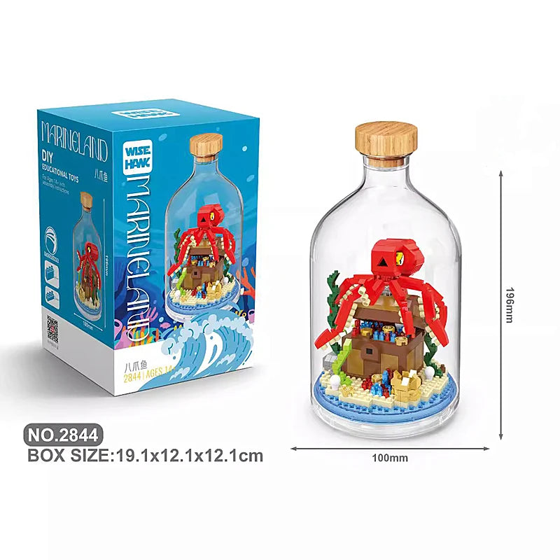 New Product Simulation Animal Series Creative Children's Toys Bottled Building Blocks Flamingo Seahorse Educational Gift Model Atypical Journey Store