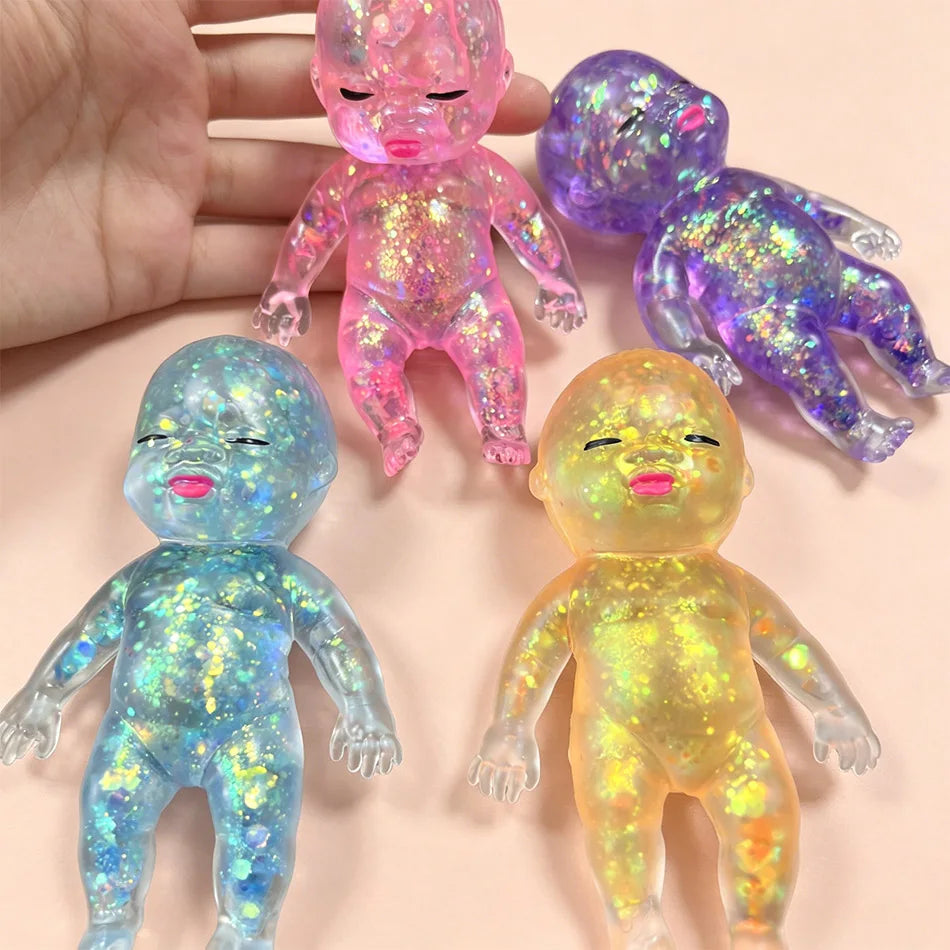 Top Seller Glitter Baby Squishy Toy Slow Rebound Fidget Toy Stress Relief Soft Squeeze Toy Creative Gift for Kids Adults