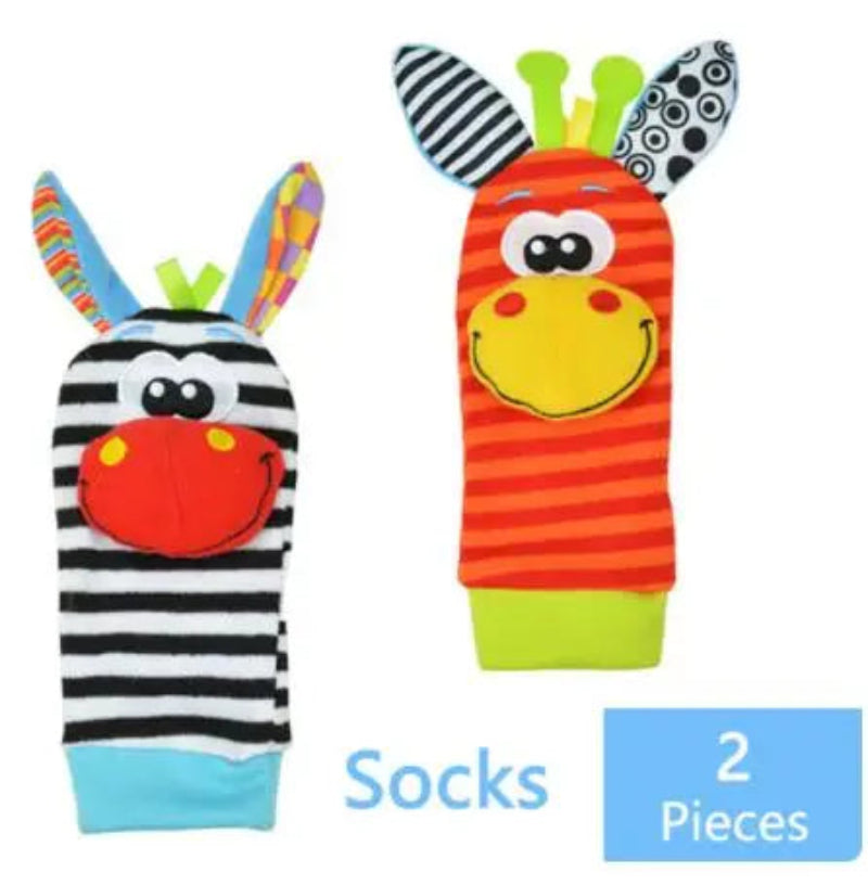 Newborn Cartoon Plush Socks Wrist Strap Rattles Baby Toys 0-36 Months Atypical Journey Store