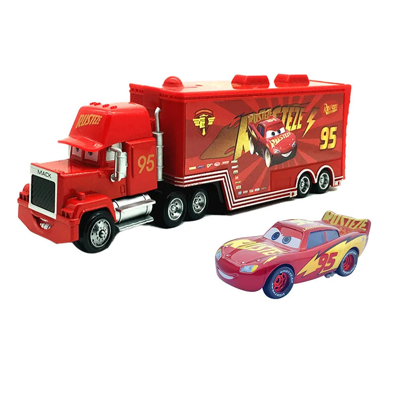 Disney Pixar Cars 3 Lightning McQueen, Jackson Storm, Cruz Ramirez, Hudson Mack Truck & Chick Hicks Toy Set Atypical Journey Store