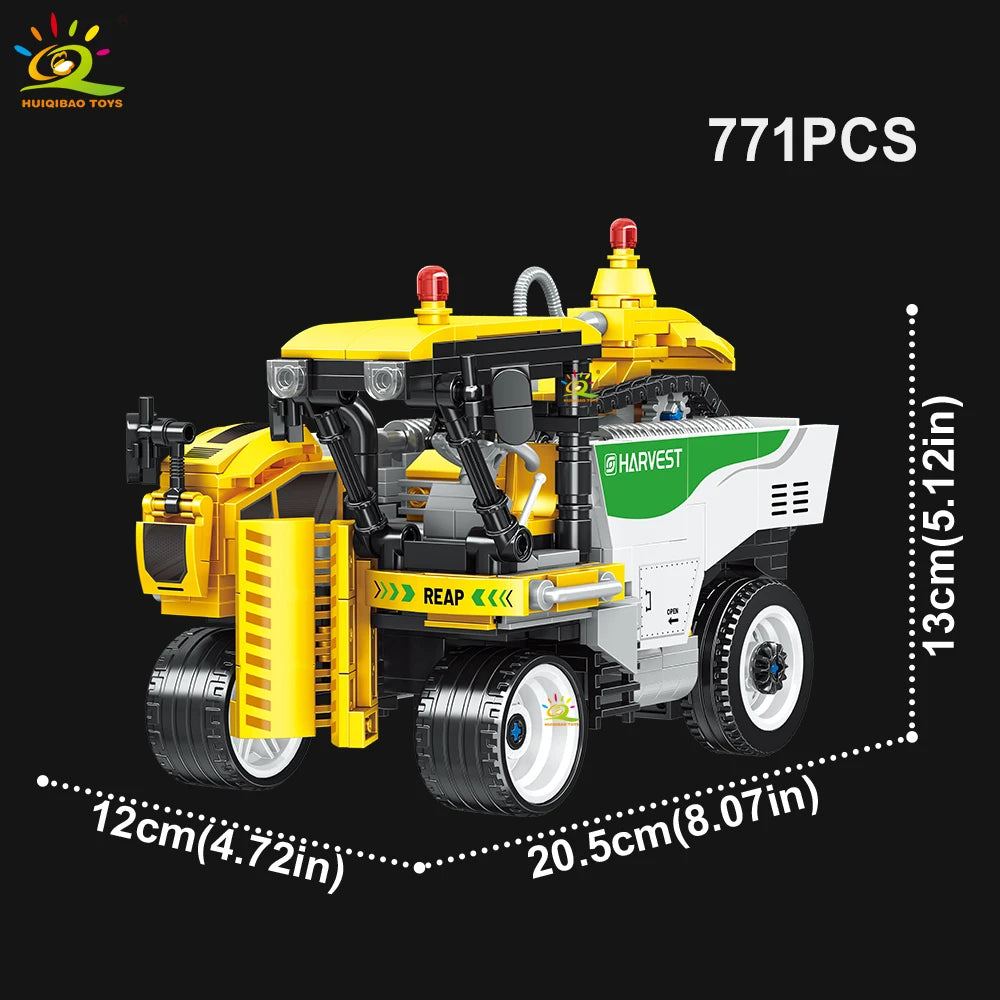 HUIQIBAO Farmer Truck model Building Block Tractor Cultivator Harvester Vehicle MOC Car Brick City Construction Toy For Children Atypical Journey Store