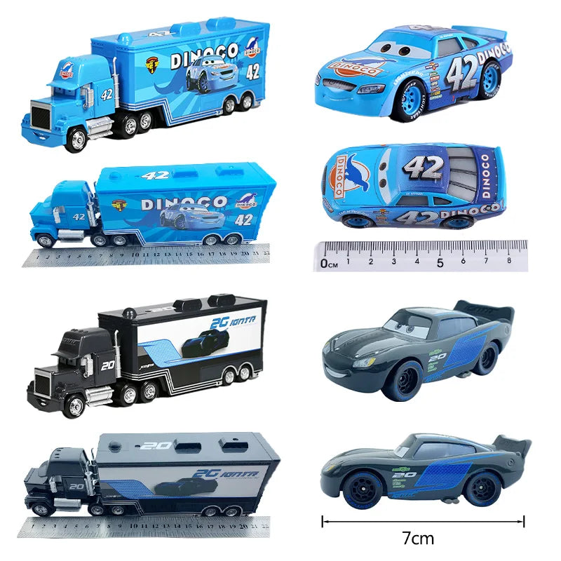 Disney Pixar Cars 3 Lightning McQueen, Jackson Storm, Cruz Ramirez, Hudson Mack Truck & Chick Hicks Toy Set Atypical Journey Store