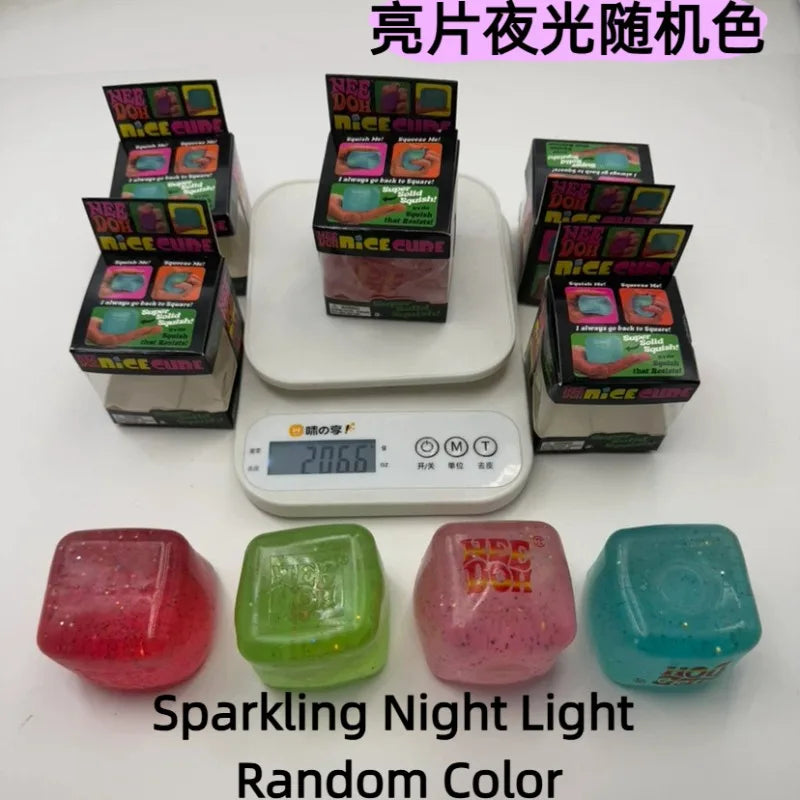 New Schylling Needoh Nice Cube Squishy Stress Toy Glow In The Dark Slow Rebound Sensory Glitter Pressure Relief For Adults gifts Atypical Journey Store
