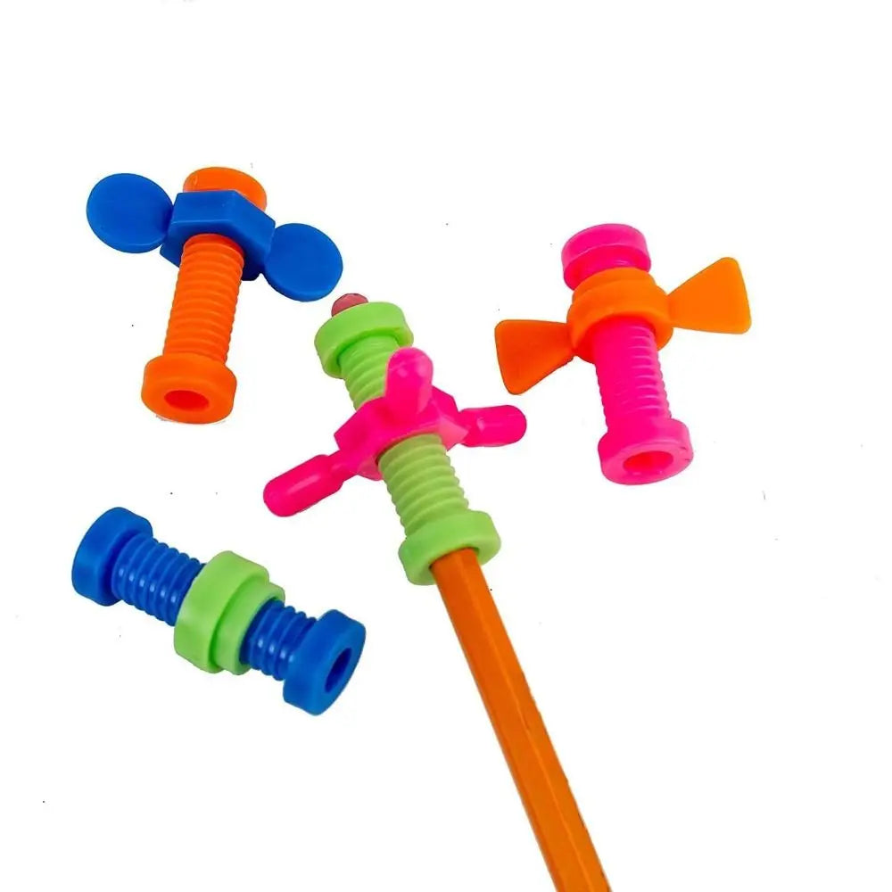 4pcs/set ABS Rotating Screw Colorful Focus Tool Pencil Cases Random Color Anxiety Relief Push Fidget Pencil Toppers Atypical Journey Store