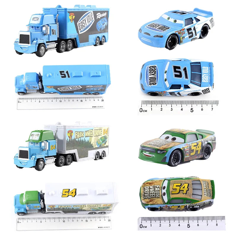 Disney Pixar Cars 3 Lightning McQueen, Jackson Storm, Cruz Ramirez, Hudson Mack Truck & Chick Hicks Toy Set Atypical Journey Store