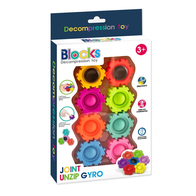 Decompression Game Push Bubble Pop Building Blocks Fidget Spinner Toy for Kids and Adults Atypical Journey Store