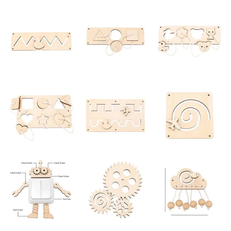 2024 DIY Montessori Busy Board  Accessories Wooden Graffiti Digit Early Ball Sequin Helicopter Educational Toy For Children Gift Atypical Journey Store