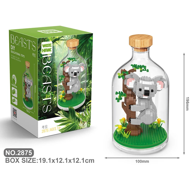 New Product Simulation Animal Series Creative Children's Toys Bottled Building Blocks Flamingo Seahorse Educational Gift Model Atypical Journey Store