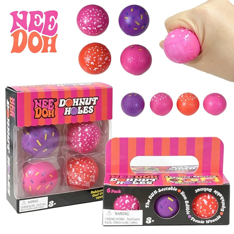 Needoh Dohnut Holes 4 6 Pack Set Squish Stress Ball Toy Portable Colorful Sensory Squeeze Anxiety Relief for Adults Relax Gift Atypical Journey Store