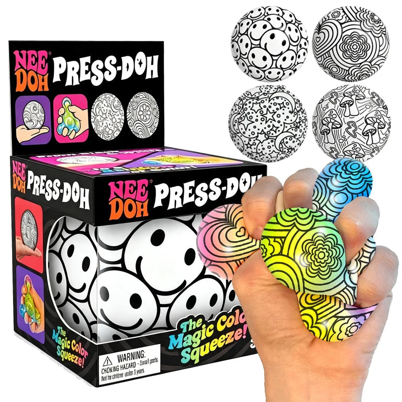 Schylling Needoh Press-Doh Color Changing Squeeze Fidget Ball Toy Dough Filled Doodle Pattern Fast Rebound Sensory Autism Toy Atypical Journey Store