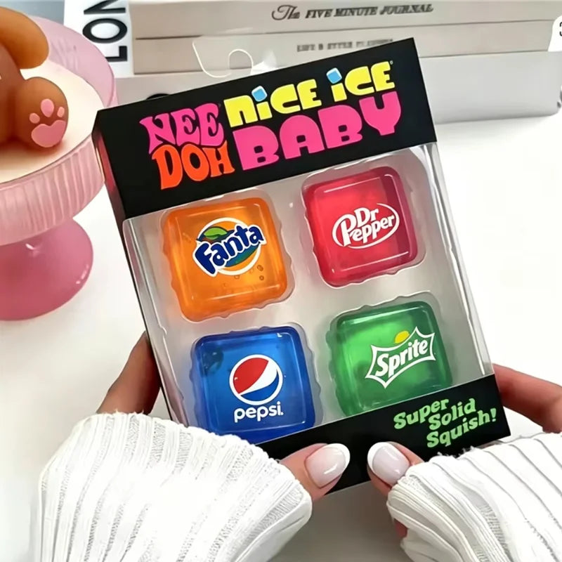 Needoh Nice Ice Cube Fidget Toys Slow Rebound Squishy Toys Stress Reliever Mini 4 Pack Set Anxiety Focus Sensory Cube  Gifts New Atypical Journey Store