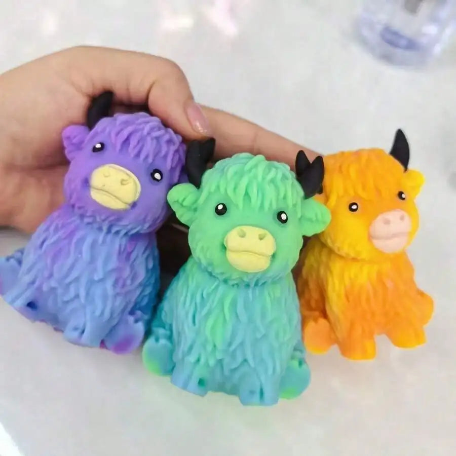 Popular New Products Scottish Highland Cow Stress Relief Toy Slow Bounce Sensory Soft Toy Cheese Squeezing Stress Relief Gift Atypical Journey Store