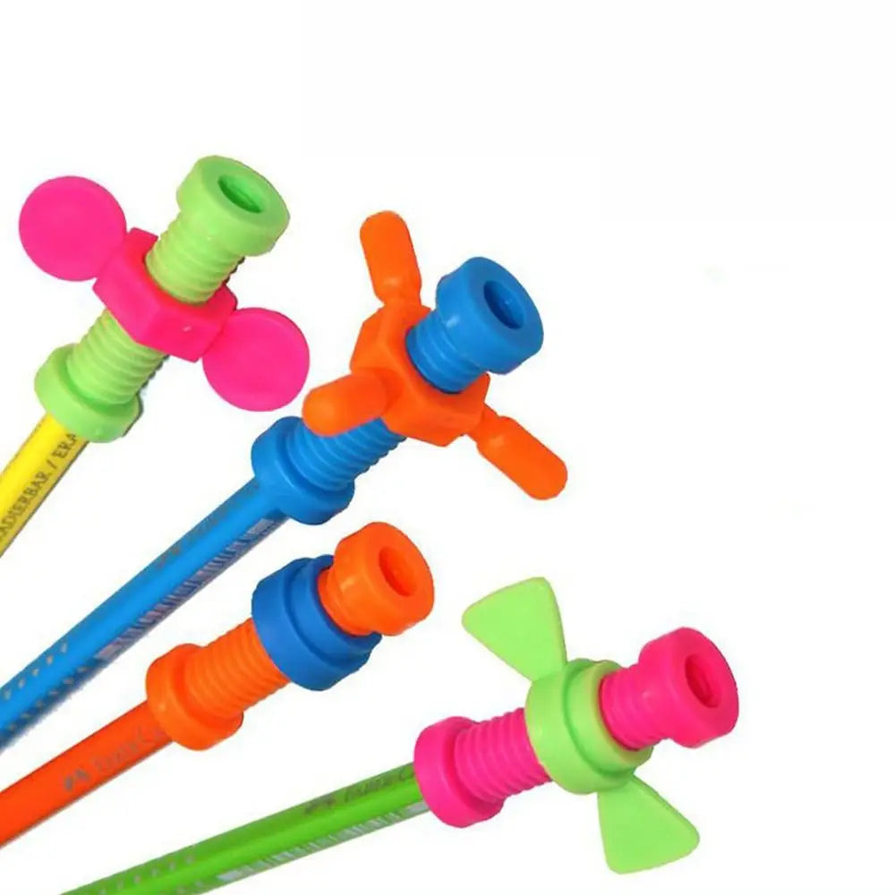 4pcs/set ABS Rotating Screw Colorful Focus Tool Pencil Cases Random Color Anxiety Relief Push Fidget Pencil Toppers Atypical Journey Store
