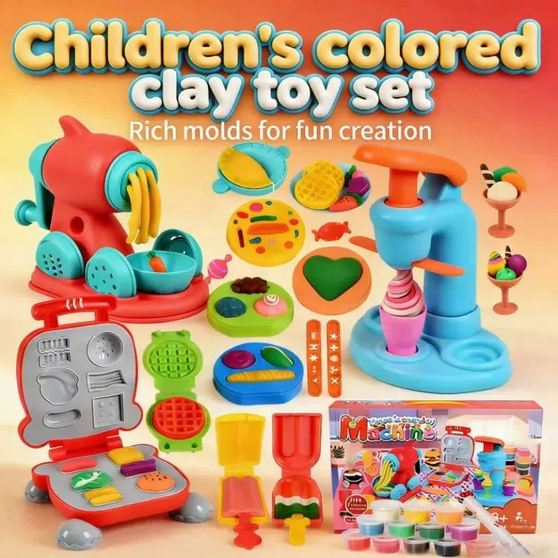 Play Dough Tools 3-in-1 Color Clay Cake Ice Cream Noodle Maker DIY Mold Kit for Kids