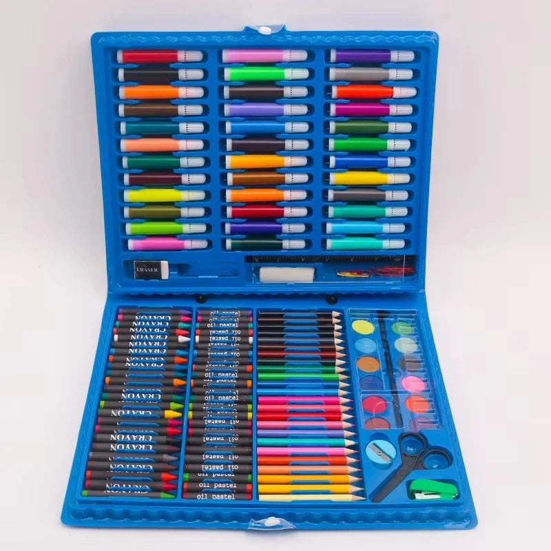 150 Brush Set Children's Painting, Stationery Art Oil Painting Stick Tools Watercolor Pen Crayon Pencil Graffiti Gift Box Atypical Journey Store