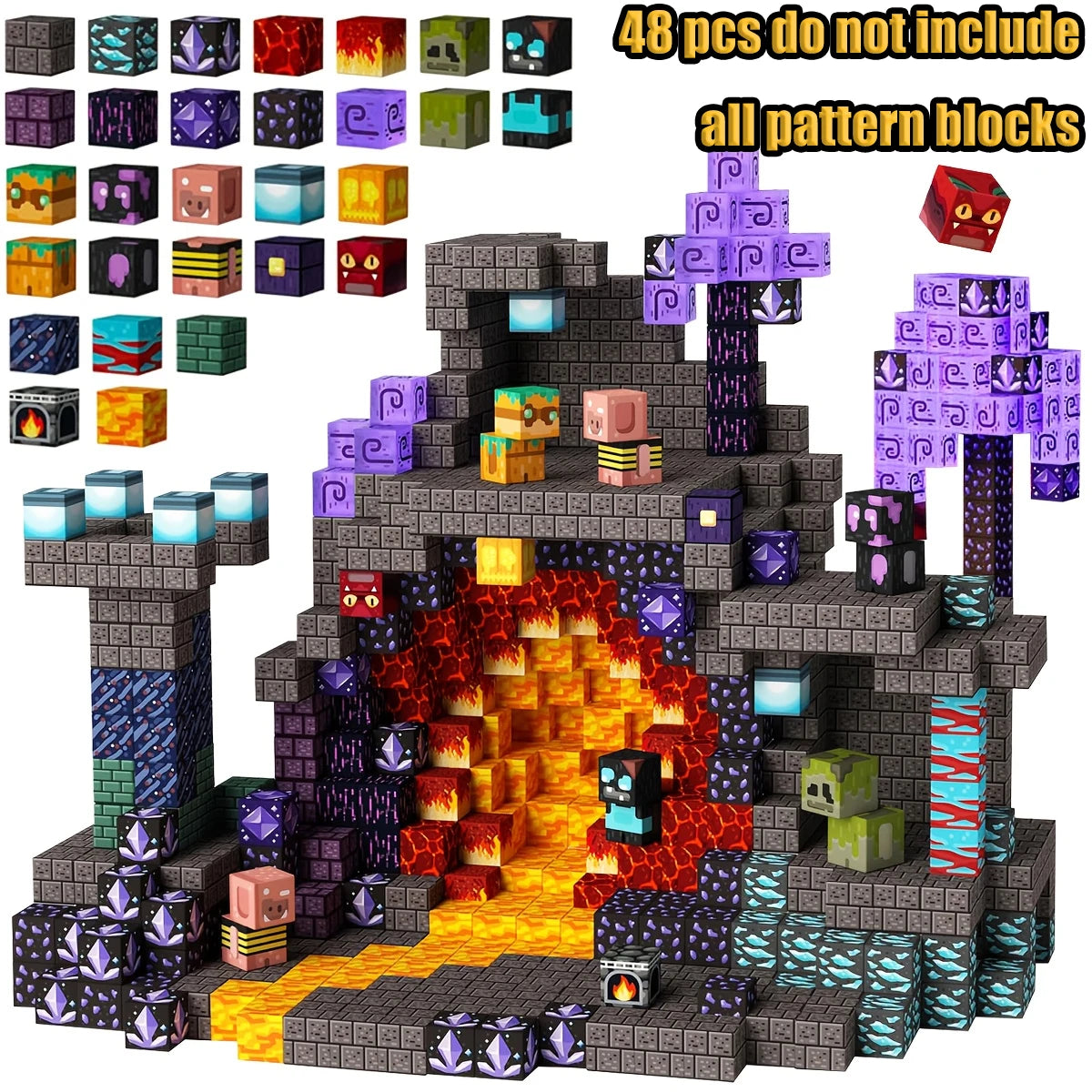 Magnetic Building Blocks Mine World Magnetic Mine Exploration Construction Brick Cube STEM Toy Set Gift for Boy Girl Children Atypical Journey Store